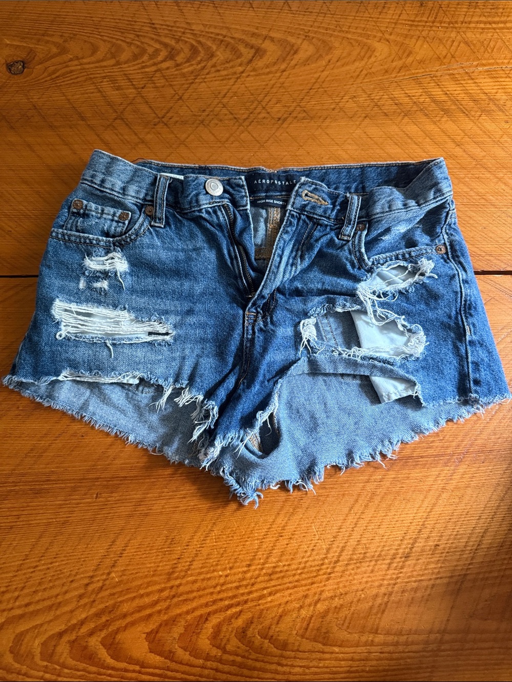 Aeropostale Distressed Denim Cutoff Shorts - Blue